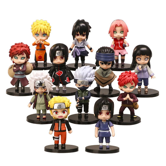 New 12pcs/set Anime Figure Naruto Shippuden Hinata Sasuke Itachi Kakashi Gaara Action Figure Q Version PVC Figures Toys Gift