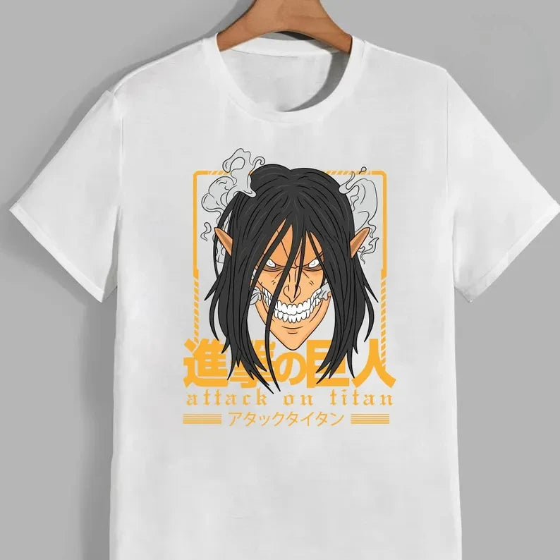 Men Attack on Titans Anime Oversize T shirt Women Short Sleeve Casual Tees Cotton Unisex Streetwear Cosplay Harajuku Casual Tops