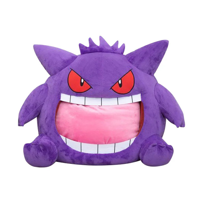 New Pokemon Gengar Cartoon Anime Kawaii Elf Sleep Pillow Dual Purpose Nap Blanket Toys Doll Super Soft Big Mouth Gifts