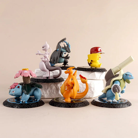 Pokemon 6 Pcs/Set Anime Figure Pikachu 6-7cm Figure Charizard Blastoise Squirtle Bulbasaur Action Figures Model toys Gifts
