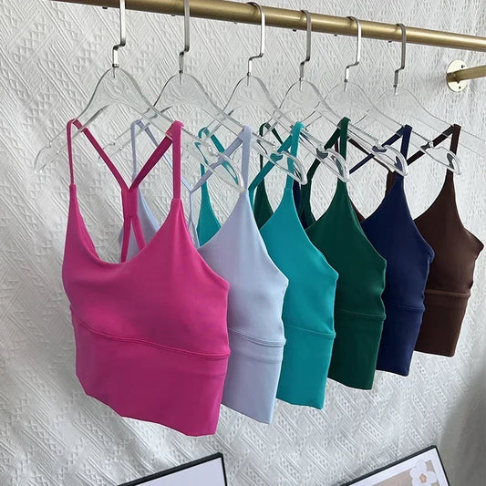 Fashion Sexy Cross Back Small Sling Yoga Underwear Women Breathable Shockproof Gym Fitness Running Sport Crop Top