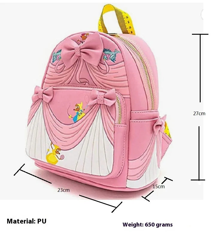 2024 New Loungefly Disney Cinderella Backpack Pink Commemorative Backpack Cute Kids Backpack Girls Backpack Casual Bag Gift