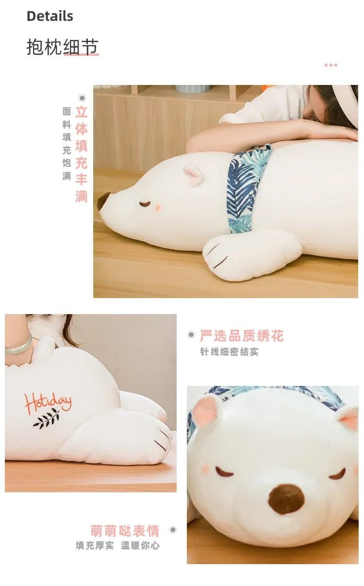 Cute Cartoon Polar Bear Plush Toy Large Animals Stuffed Plushies Dolls Soft Sleeping Pillow Bedroom Decoration Children Gifts