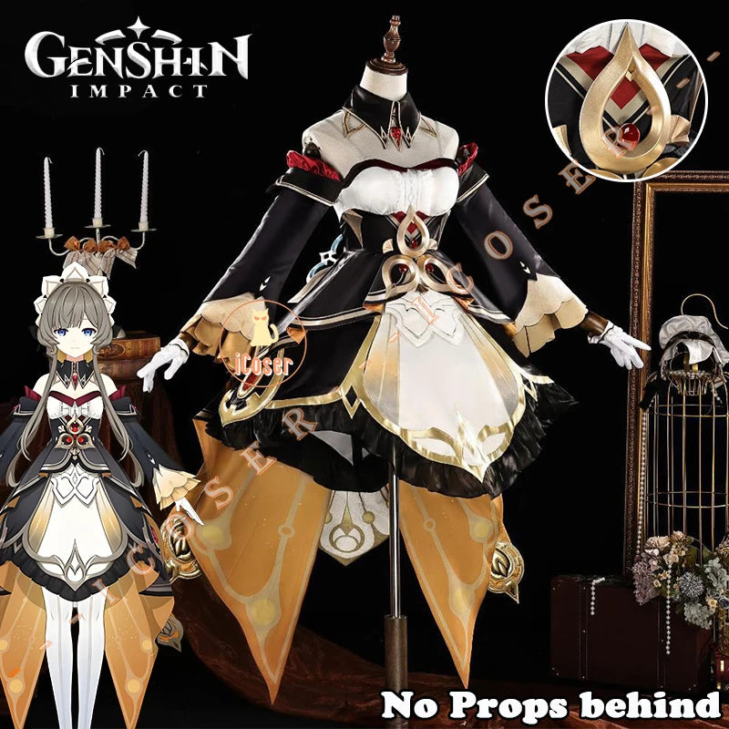 Genshin Impact Sandrone Cosplay Costume Wig Marionette Dress Uniform Eleven Fatui Harbingers Halloween Party Women Girls Props