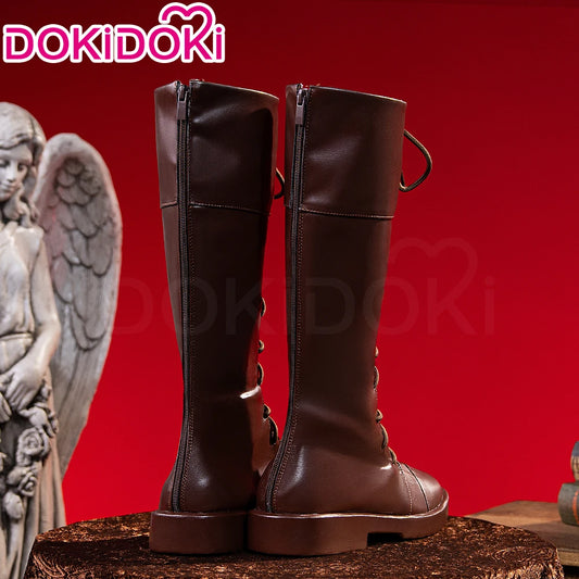 The Doll Gehrman Lady Maria Cosplay Shoes Game Bloodborne Cosplay DokiDoki Men Hunter Black Brown Boots Gehrman Halloween Shoes