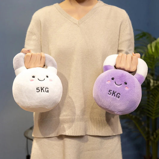 Simulation Fitness Equipment Plush Toy Kettlebell Dumbbell Stuffed Doll Kawaii Room Decor Birthday Xmas Gifts for Kids