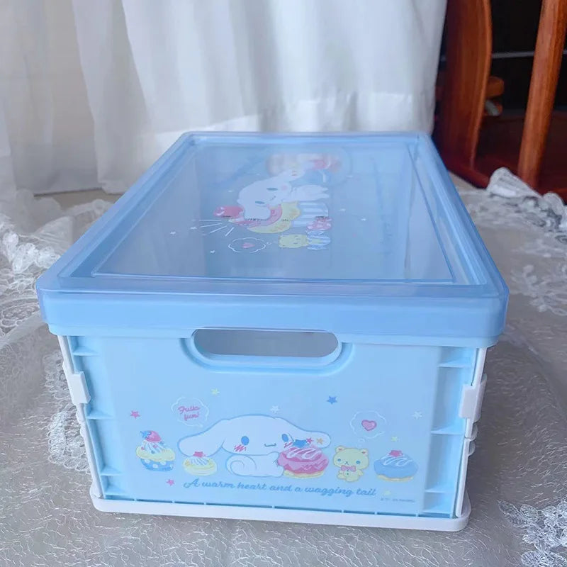 New Sanrio Japanese Cartoon Melody Coolomey Foldable Cosmetic Storage Box Plastic Cover Dust Proof Desktop Cover Sorting Box
