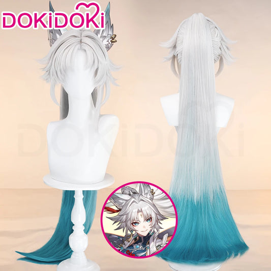 IN STOCK Feixiao Wig Game Honkai: Star Rail DokiDoki 100cm Long Gradient Deying Wig Ears Cosplay Tattoo Free Cap Halloween