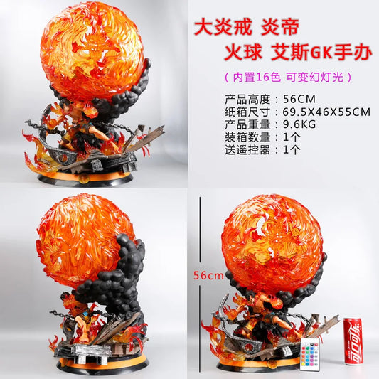 One Piece Great Flame Ring Statue Portgas·D· Ace Model Boxed Glowing 16 Colors Figure Collectible Toys & Hobbies Action Figures