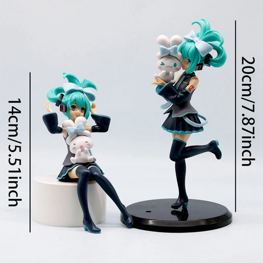1PC 20cm/7.87inch Hatsune Miku X Cinnamoroll Anime Figure Kawaii Miku Action Figure PVC Adult Collection Model Doll Toys Gifts