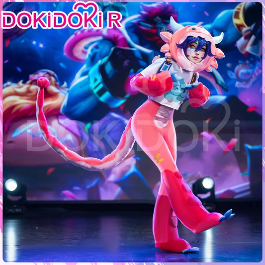Neekoo Cosplay Costume Game Cosplay DokiDoki-R Neekoo Skin Super Fan Cosplay Women Cute Red Plush Costume Tail