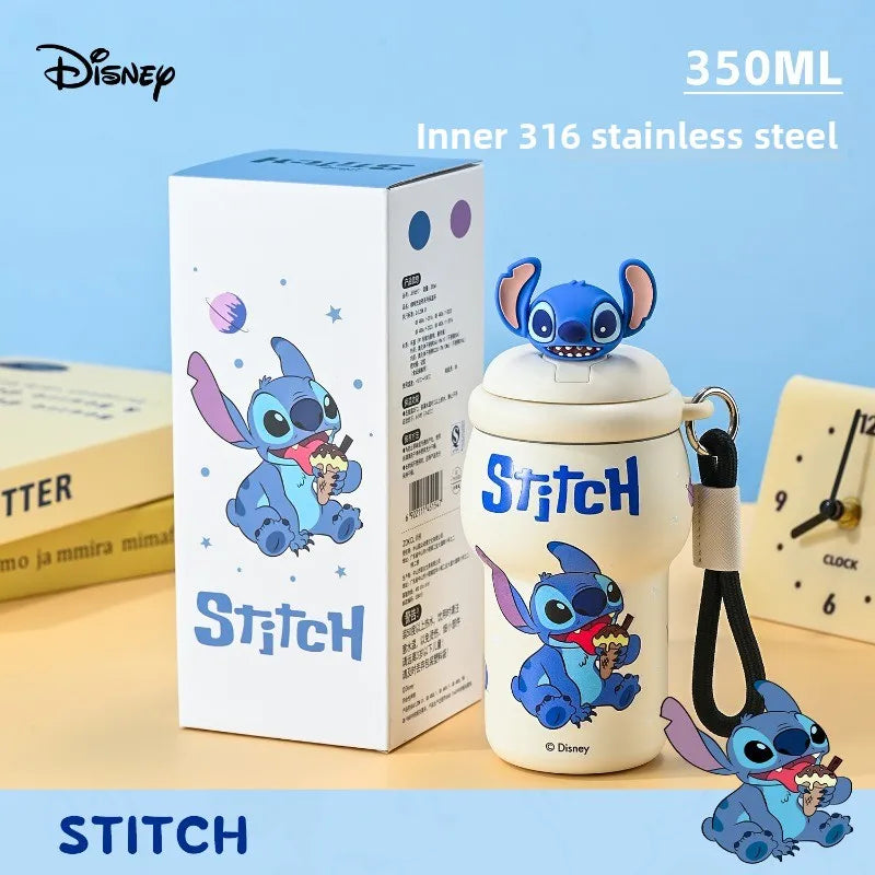 Anime Figure Stitch Coffee Mug Student Thermos Mug 350ml Thermos Cup Mickey Nick Judy Thermal Water Bottle Vacuum Flasks Gift