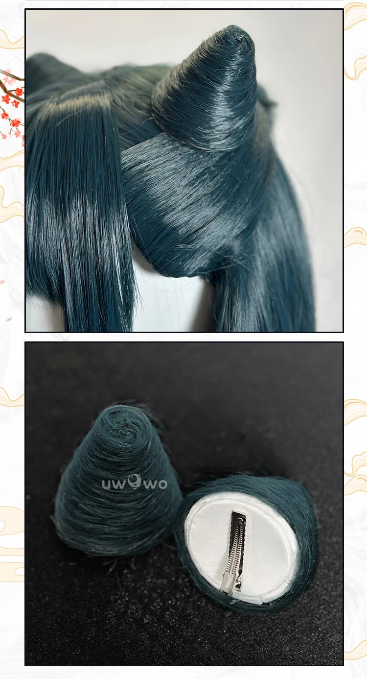 UWOWO Maomao Wig Anime The Apothecaryy Diaries Maomao Frog Green Hanfu Style Hunt Cosplay Wig Long Dark Green Wig New suit