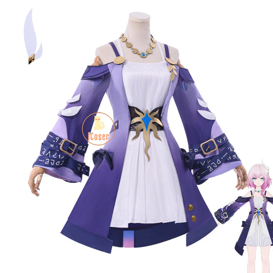 Cyrene Cosplay Costume Wig Dress Honkai Star Rail Uniform Headwear Amphoreus Carnival Halloween Party for Women Girls Role Play