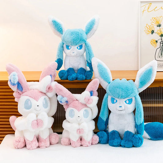 40/80cm Cartoon Large Sylveon Glaceon Pokemon Plush Toys Pillow Doll Cute Ornament Stuffed Plushie Eevee Pokémon Gift for Kids