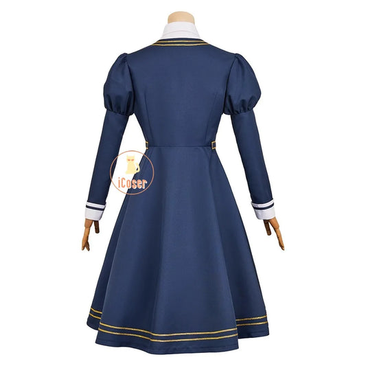 Anime Witch Watch Nemu Miyao Cosplay Costume Blue Dress Tie Shirt Stocking Outfit Halloween Party for Women Girls Carnival Props