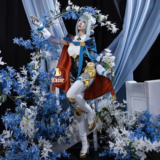 Genshin Impact Ineffa Cosplay Costume Wig Cloak Uniform Outfit Headwear Boom Boom Thunderwave Halloween Party for Women Girls