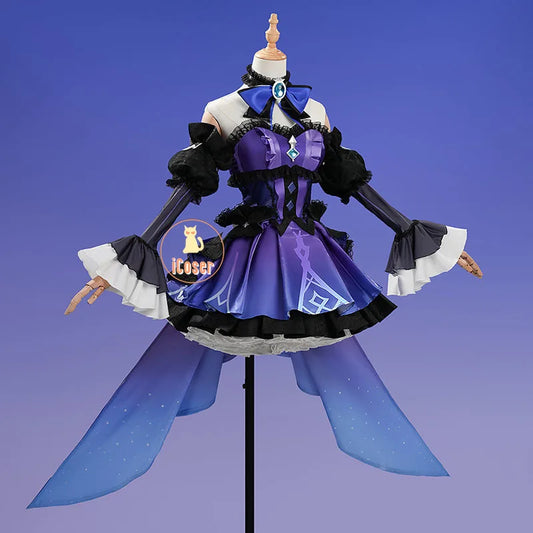 Genshin Impact Wonderland Manekina Cosplay Costume Candlelit Revelry Dress Hat Halloween Party for Women Girls Role Play Outfit