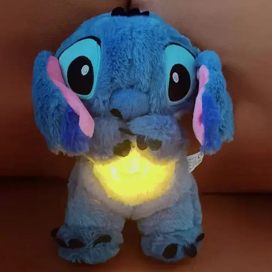 New Lilo&Stitch Plush Doll Breath Child Peluche Kawaii Soothes Toy Anime Baby Music Light Sleep Toys Pink Stitch Kid Gifts