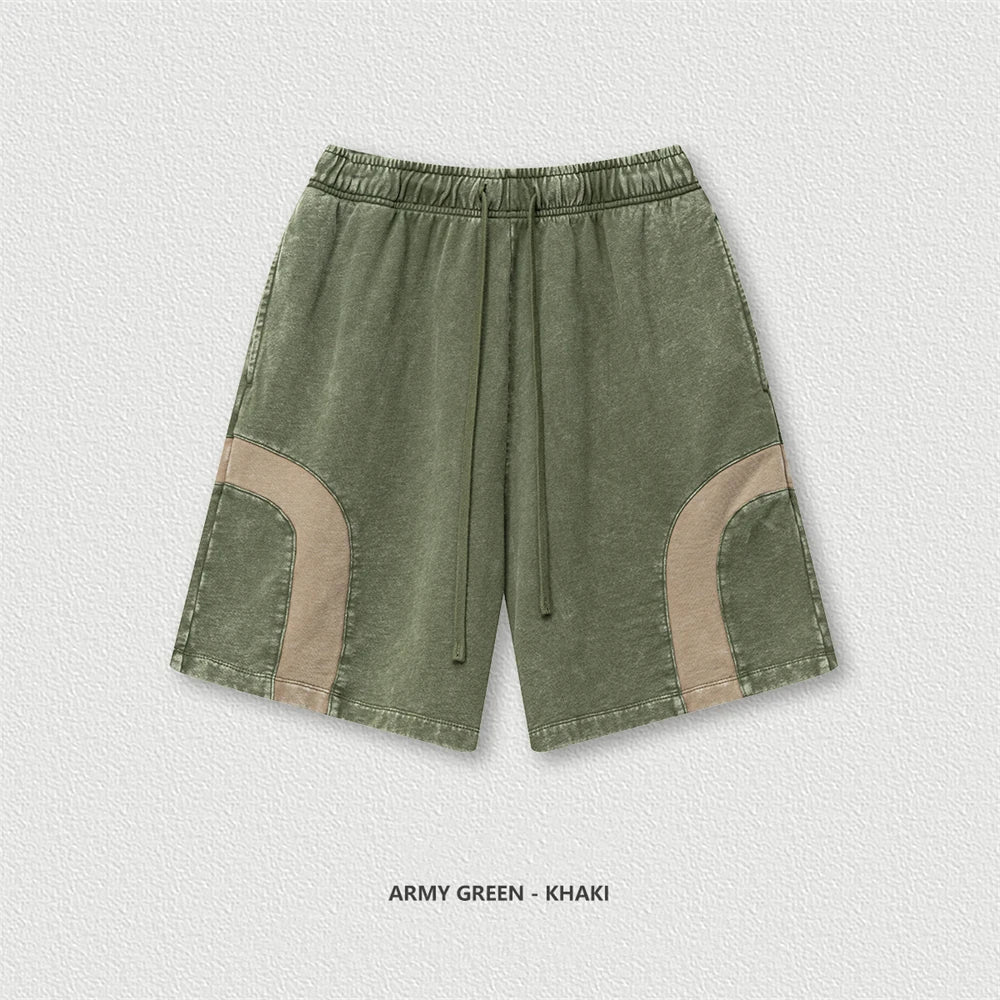 ZODF 2025 Summer Patchwork Washed Cotton Shorts For Men Unisex Retro Y2K High Street Distressed 330gsm Shorts Streetwears HY1057