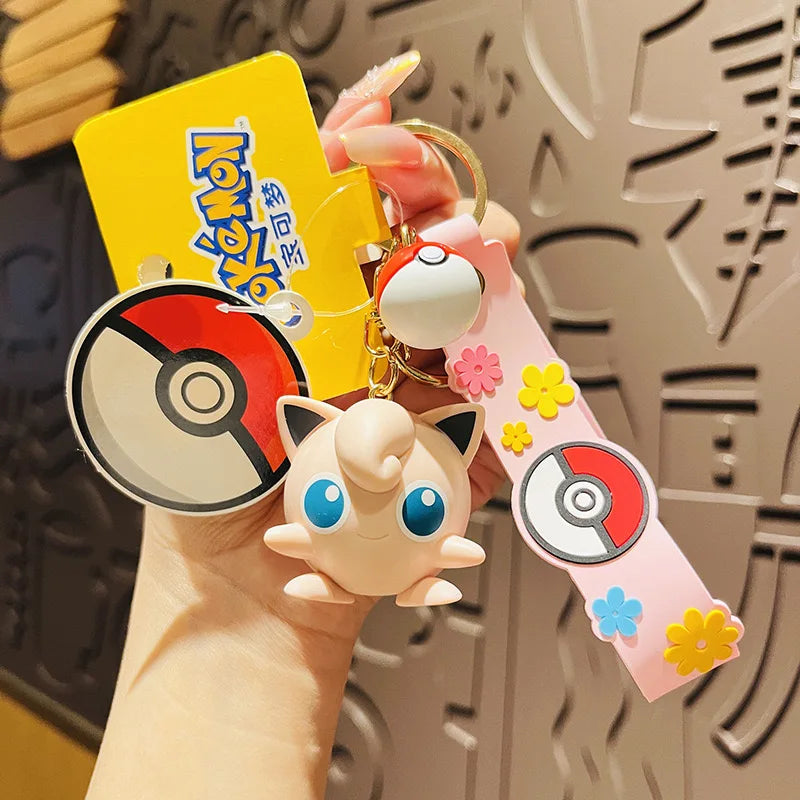 6 Pcs Pokemon Figure Anime Pikachu Gengar Meowth Keychain Car Key School Bags Backpack Decorations Pendant Decoration Toy Gift