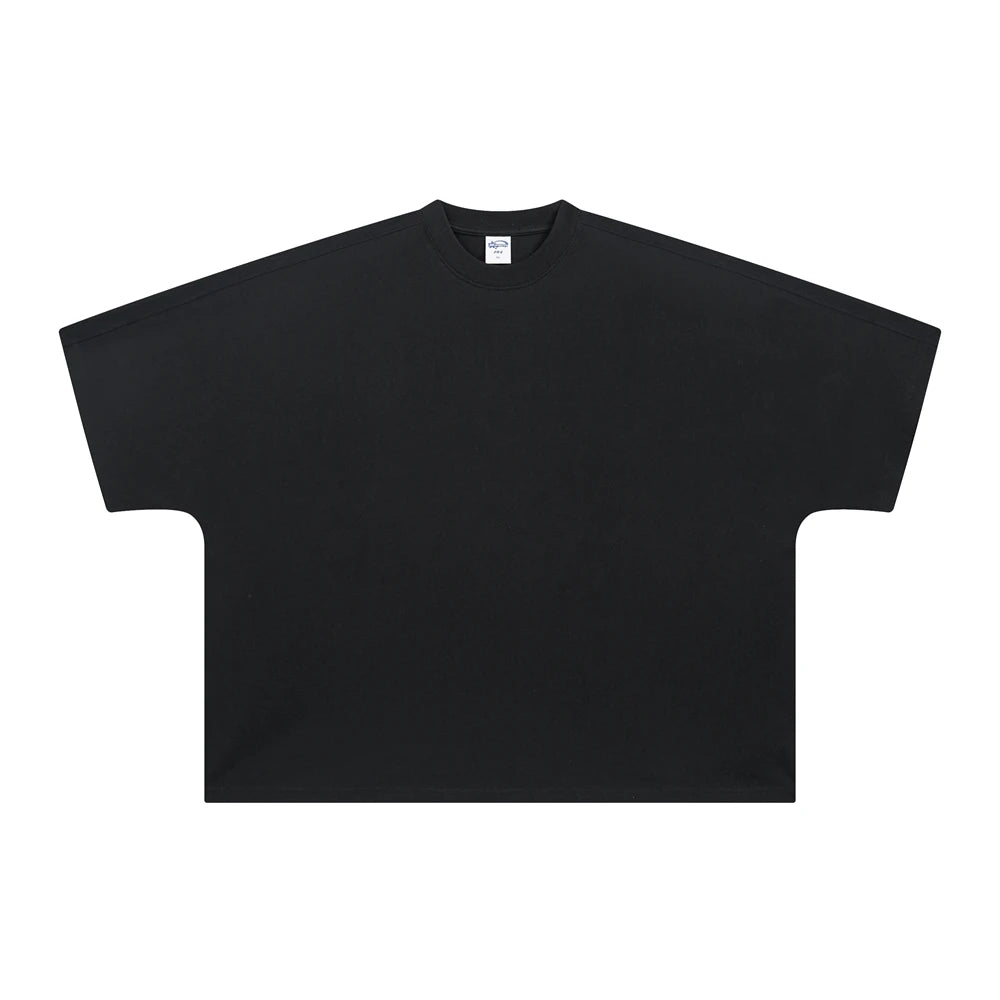 ZODF Trendy 2025 Summer Men’s 275gsm Cotton Seamless Oversized O-Neck Casual T-Shirt HY1030 - black / XL / China
