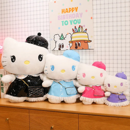 Sanrio 65cm cute Fluffy Kawaii Hello Kitty Plush Toy in Dress Scented Doll Large Stuffed Animal for Kids Birthday Christmas Gift