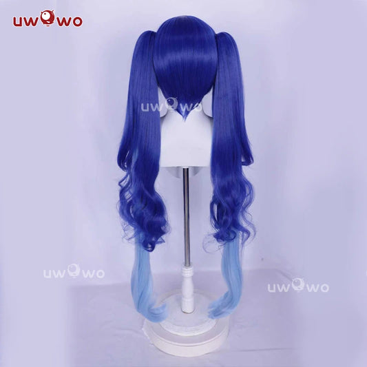 UWOWO IUNO Wig Game Wuthering Waves WuWa IUNO Cosplay Wig Long Hair Blue Hair Halloween Wig