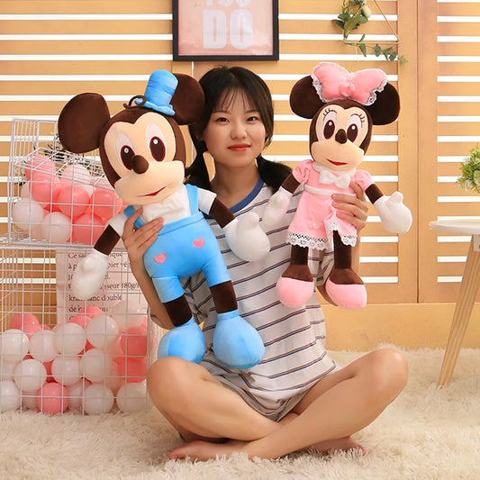 Disney 110cm Kawaii Mickey & Minnie Plush Pillow Set - Wedding Dress Stuffed Animals Soft Hugging Toy for Girls Gift Room Decor