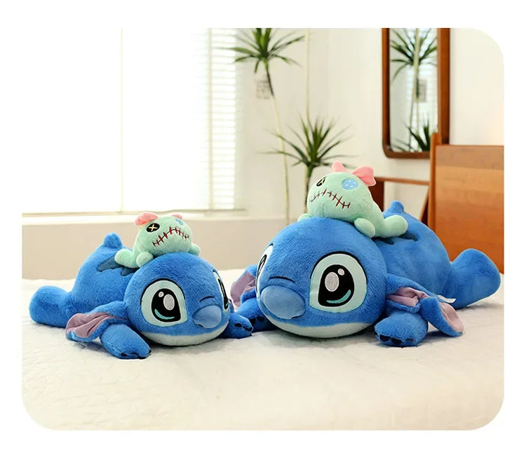 40-100cm Disney Lilo and Stitch Plush Stuffed Toys Cartoon Anime Plushie Lying Stich Doll Soft Pillow Xmas Birthday Gift for Kid