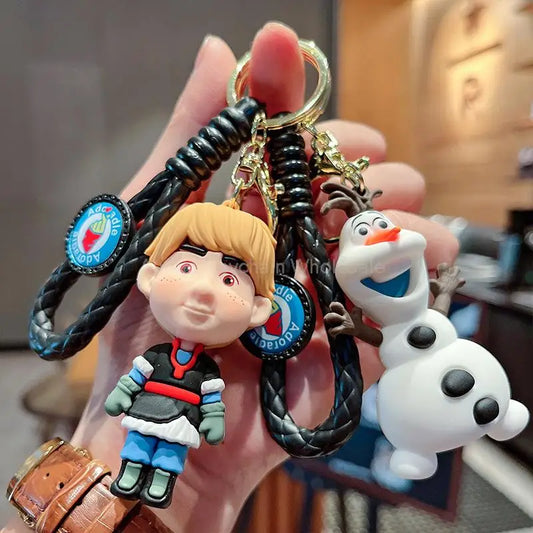 Anime Disney Keychain Frozen Mickey Mouse Minnie Lilo & Stitch Doll Keyring Ornament Key Chain Car Pendant Kids Toys Gift