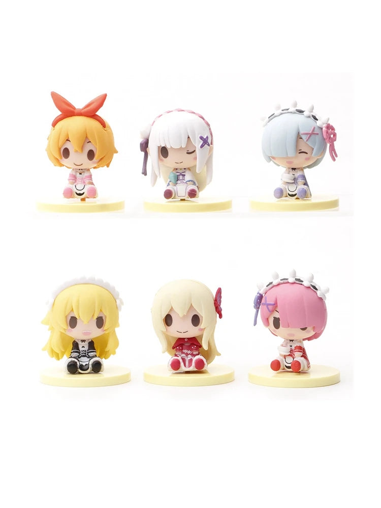 6Pcs/set Cute Mini Anime Figure Re Zero Start Life In Another World Figure PVC Model Doll Toys Japanese Dolls Birthday Gifts