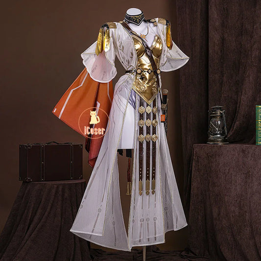 Wuthering Waves Augusta Cosplay Costume Wig Dress Uniform Headwear Earrings Christmas Halloween Party for Women Girls Role Play