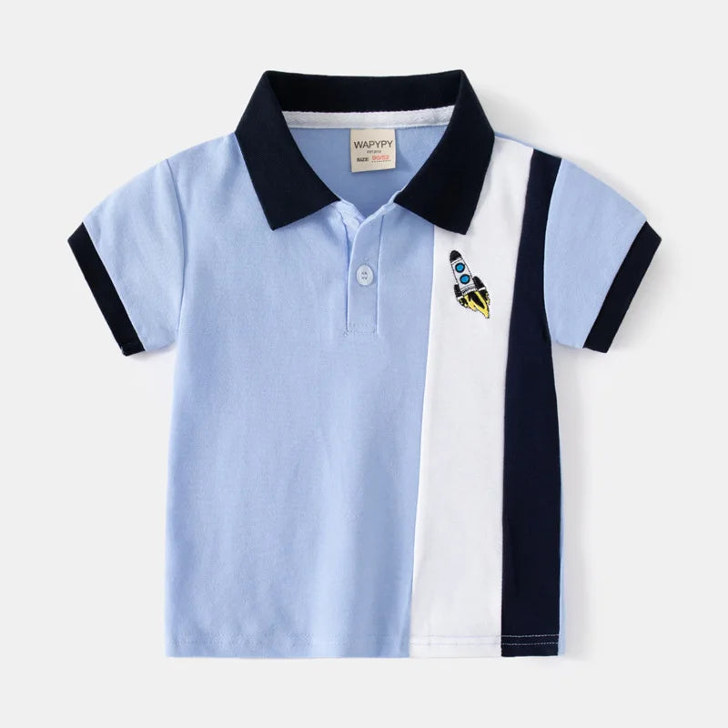 Children's Polo Shirts for Baby Boy Clothes 6 to 9 12 18 24 Months Blue Toddler Kids Tshirt Turn Down Collar Polos with Pocket