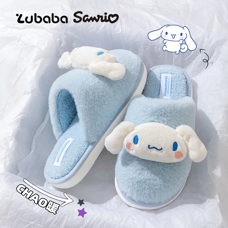 Cartoon Cute Kt Cat Melody Kuromi Cinnamoroll Autumn Winter Thick Bottom Anti Slip Slippers Home Indoor Shoes Exquisite Gifts