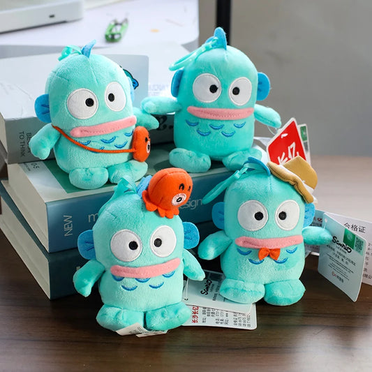 Sanrio Plushie Hangyodon Stuffed Plush Keychain Pendant Cartoon Doll Toys Soft PP Cotton Kawaii Bag Keyring Gifts For Girls Kids
