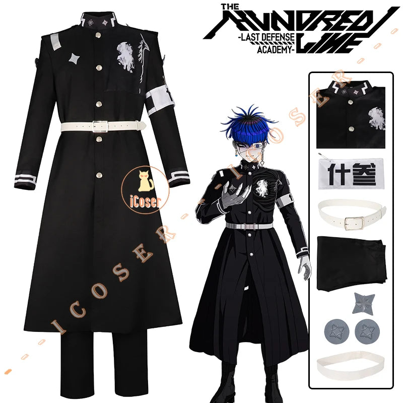 The Hundred Line Yugamu Omokage Cosplay Costume Wig Battle Uniform Last Defense Academy Halloween Party for Women Men Cos Outfit