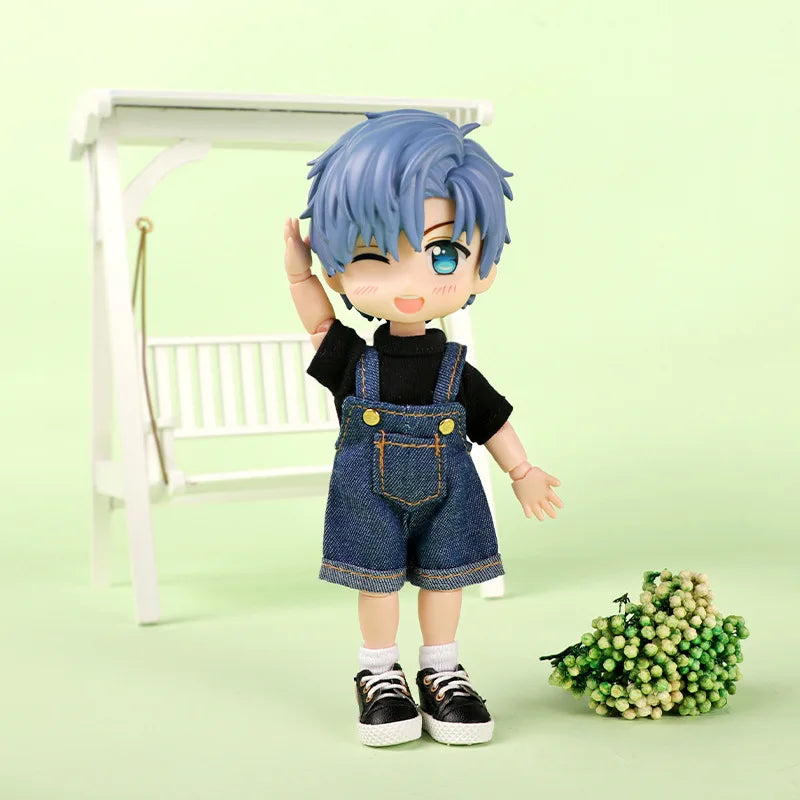 Ob11 Doll Clothes Fashion Tops Jeans Sweatshirt Cool Sleeveless High Neck Sweater Suspenders Shorts For 1/12 Bjd Dolls Accessory