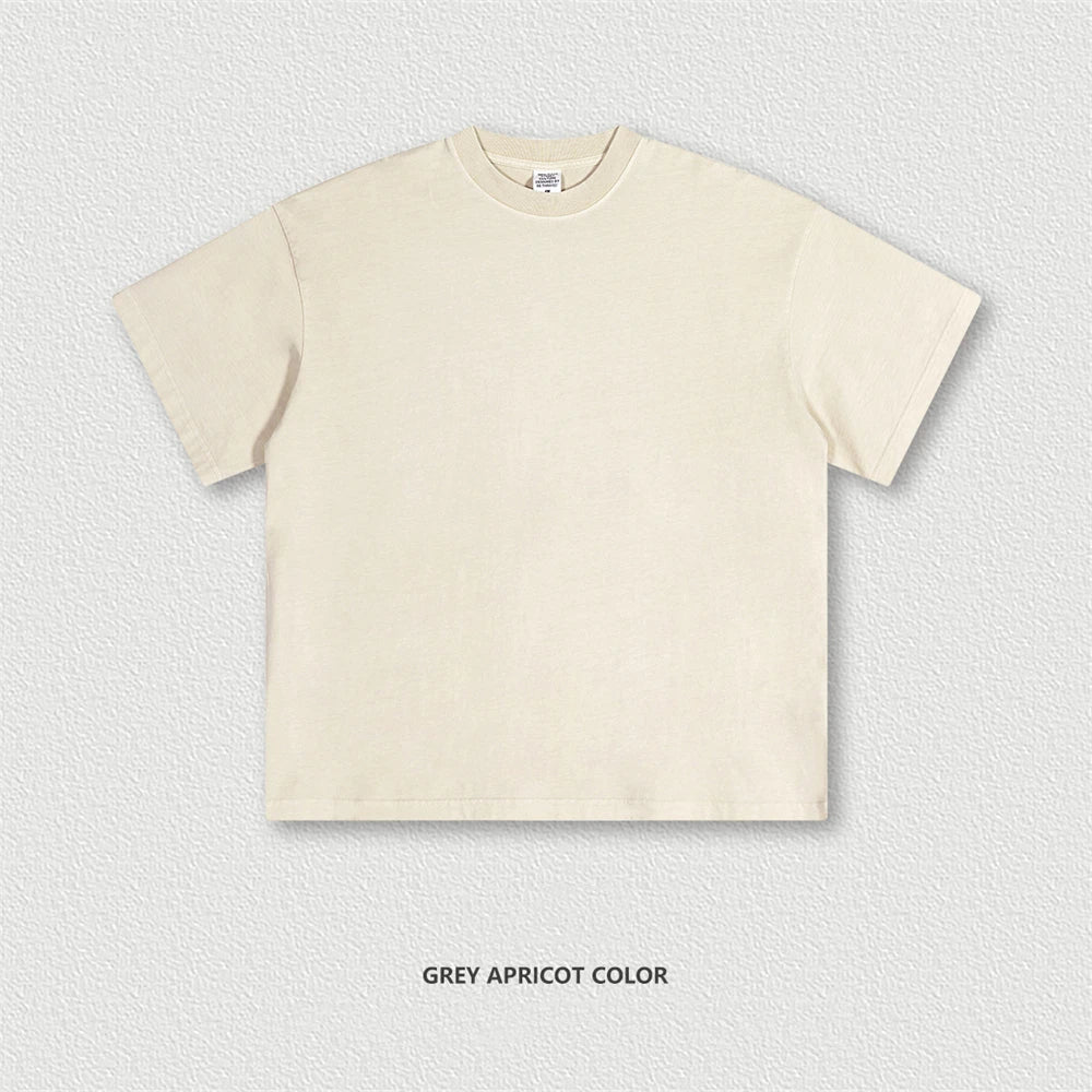 ZODF New Spring Summer 200gsm Washed Cotton T Shirts For Men Unisex Women Retro Casual Basic Solid T-Shirt Brand Tees HY0775