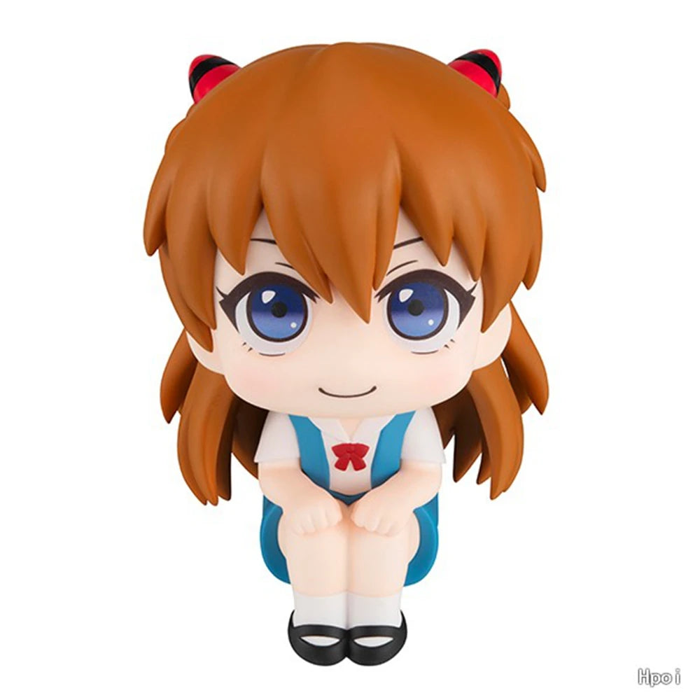 10CM Anime Evangelion Ayanami Rei Figure Souryuu Asuka Langley Look Up EVA Sitting Model Toy Doll Aciton Figure PVC Ornament