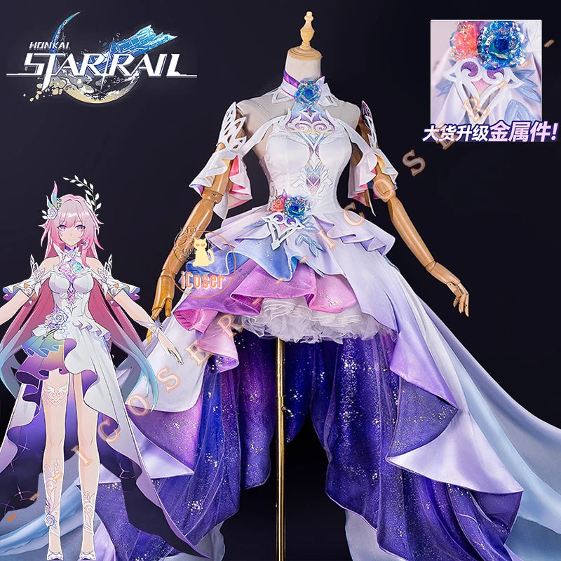 Honkai Star Rail Cyrene Cosplay Costume Wig Dress Metal Accessories Headwear New Skin Outfit Elysia Amphoreus Halloween Women