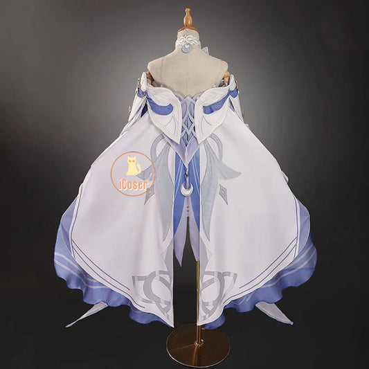 Genshin Impact Columbina Cosplay Costume Wig The Damselette Dress Uniform Headwear Eleven Fatui Harbingers Halloween Women Girls