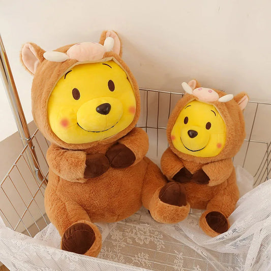 Disney 35-65cm Large-sized Winnie The Pooh Plush Toy with A Removable Hat A Cuddly Doll for Sleeping and Hugging Festival Gifts