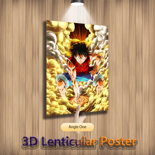 Anime One Piece Luffy Gear 5 3D Lenticular Poster Flip Gradient Print Gifts Home Decor Wall Art(Without Frame)