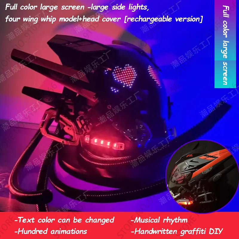 Cyberpunk App Mask Light Up Rolling Subtitles Screen Mask Cos Mech Technology Sense Mobile Phone Control Helmet Role Play