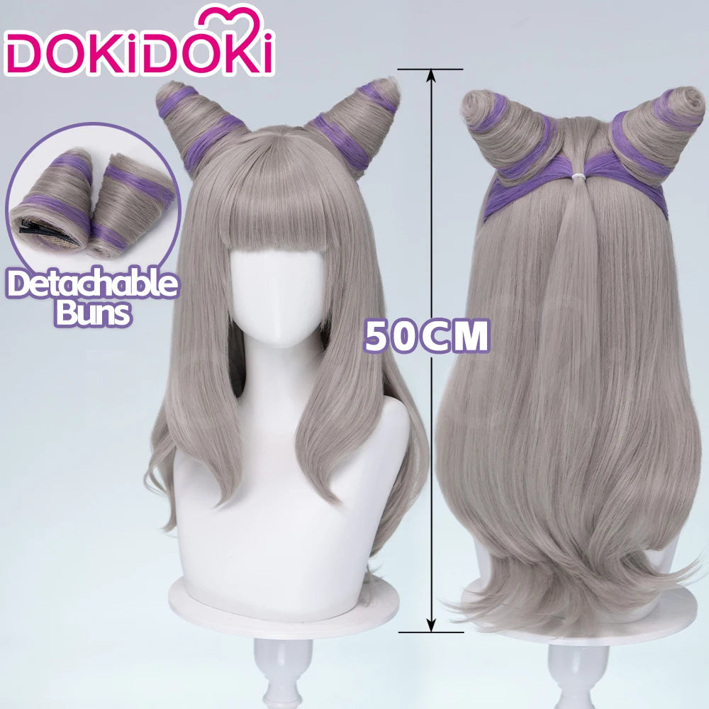 IN STOCK Guinevere Olivia Wig Anime Cosplay DokiDoki Blue Hair Knights Cosplay Double Buns Hight Heat Resistant Free Wig Cap