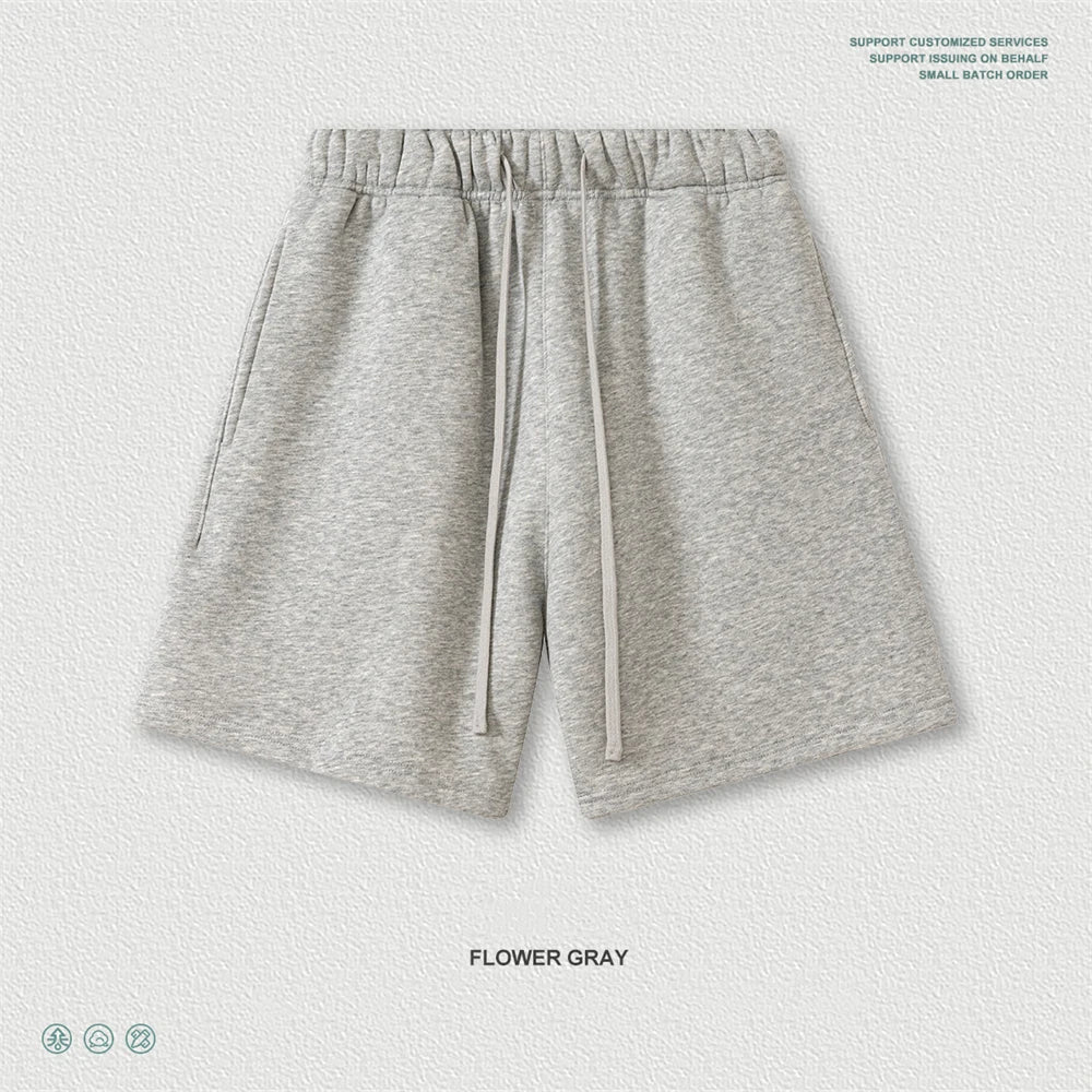 ZODF Trendy 2025 Autumn Winter Men Warm Soft Fleece Shorts Unisex Casual Hip Hop 345gsm Solid Shorts Brand Bottoms HY1173