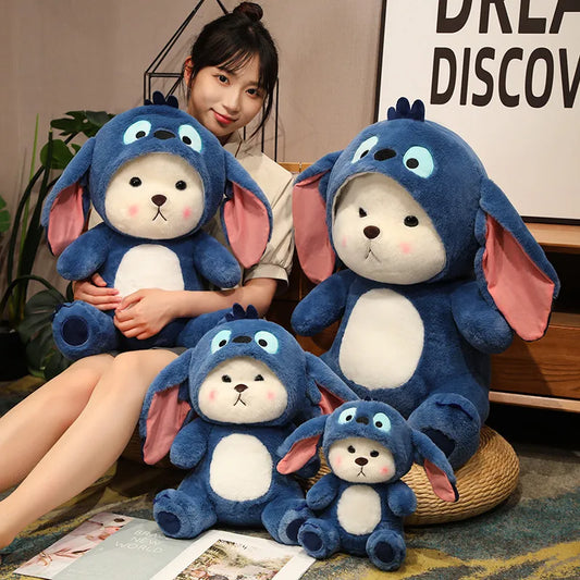 Big Size Cute Bear Turn Into Stitch Cuddly Cushion Lovely Stuffed Anime Throw Pillow Sofa Bed Home Decor Plushies Xmas Gifts