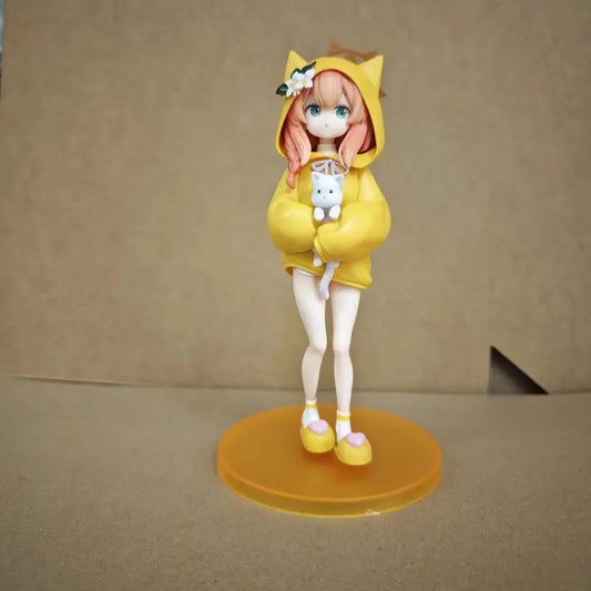 New Blue Archive Iroha Marie Figure Cat Ear Hoodie Anime Girl PVC Model Desktop Decoration Collectible Cute Toy Fans Gift 19cm