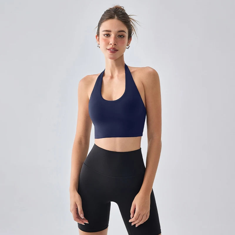 Sexy Sports Bra for Women Halter Yoga Tank Top Seamless Shockproof Push Up Fitness Gym Workout Fast Dry Underwear